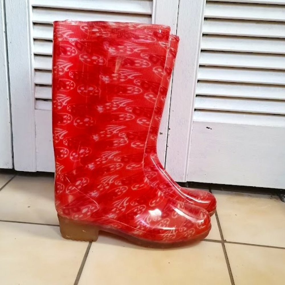 🌧️👢 Size 7 Pink Plastic Rain Boots 👢🌧️